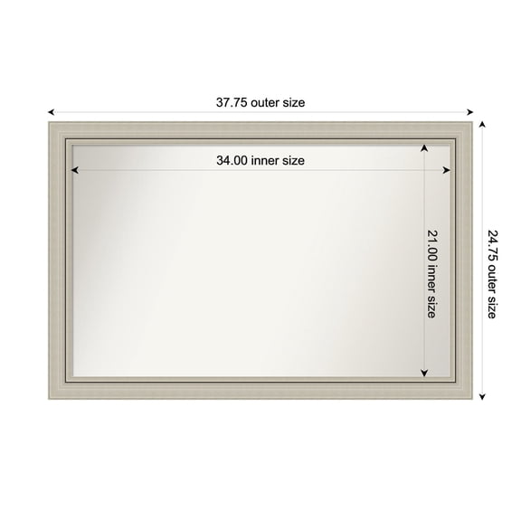 Amanti Art Custom Wall and Bathroom Mirror (24.75 x 37.75 in.), Romano Silver Narrow Frame