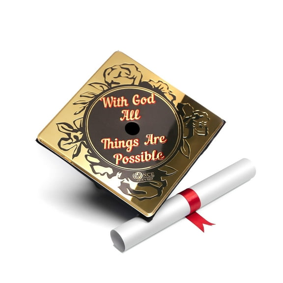 Aluminum Graduation Cap Topper, Graduation Cap Decorations, With God All Things Are Possible