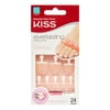 Kiss Everlasting French Short Squoval Press-on Toenails with Glue, Beige, 24 Pieces
