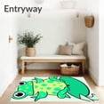 thumbnail image 3 of ODIKA 8'x10' Machine Washable Non-Slip Area Rug, Lily Frog Illustration with Whimsical Spots and Edged Motifs High Traffic Rug with Pad, Green, 656545, 3 of 8