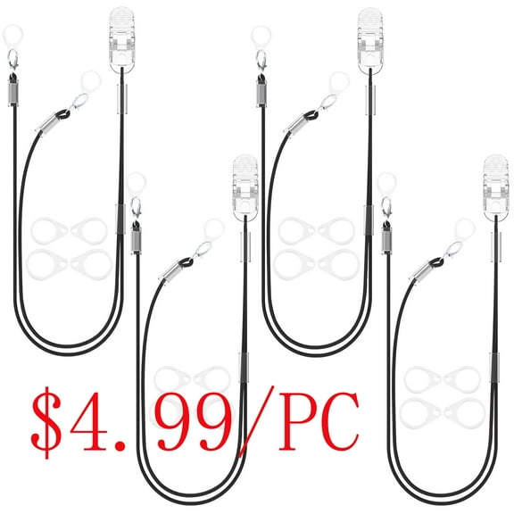 Hearing Aid Clip for Seniors Adults - Anti-Lost Lanyard Protector BTE Clip Holder Rope with Loops and Clip and Security Clip,Binaural,Black