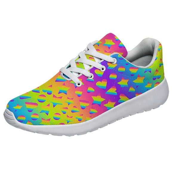 Rainbow Shoes, Unisex Fashion LGBT Sneakers for Men Women White Size 3.5