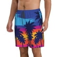 thumbnail image 2 of Kdxio Beach with Palm Trees Pattern Mens Casual Shorts - Drawstring Summer Beach Sports Shorts for Men, 2 of 9
