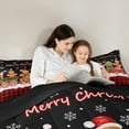 thumbnail image 4 of Manfei Lovely Christmas Hat Bedding Comforter Set,Brown Gingerbread Man Twin Comforter Sets,Red Black Plaid Grid Bedding Set For Girls Boys,Ultra Soft Home Decor Reversible,2-Piece, 4 of 7