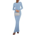 thumbnail image 2 of REORIA Women Long Sleeve Bodycon Dress Sexy Crew Neck Ribbed Basic Maxi Dresses Slim Fit, 2 of 7