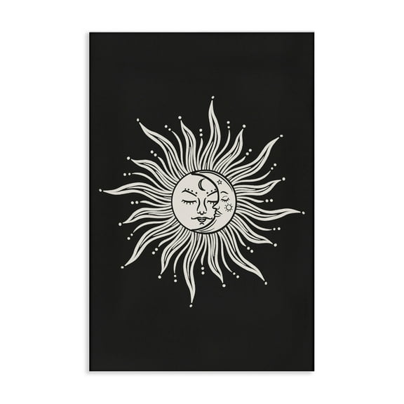 Stupell Industries Celestial Sun on Black Astrology & Stars Painting Wrapped Canvas Art Print Wall Art, 16 x 24