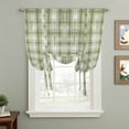 thumbnail image 2 of Sage Green Plaid Balloon Curtains for Living Room/French Door, Modern Art Checkered Farmhouse Tie Up Curtains 63 Inch Length Energy Saving Kitchen Curtains Shades for Windows 42"x63", 2 of 8