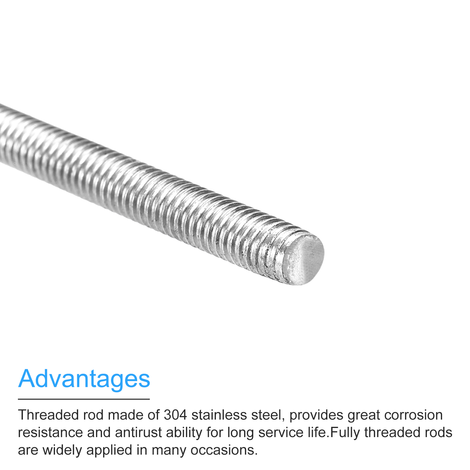20Pack Fully Threaded Rod M4 x 170mm 0.7mm Thread Pitch 304 Stainless Steel Right Hand Threaded Rods Bar Studs