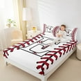 thumbnail image 4 of Homewish Cartoon Monogrammed E Full Size Sheets, White Red Baseball Bed Sheets, Teens Kids Boys Girls Sheet Sets, Super Cozy Room Decor, 4-Piece, 4 of 7