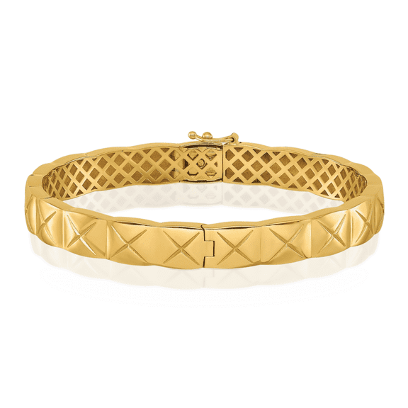14K Solid Yellow Gold x 8mm Hinged Bangle Bracelet
