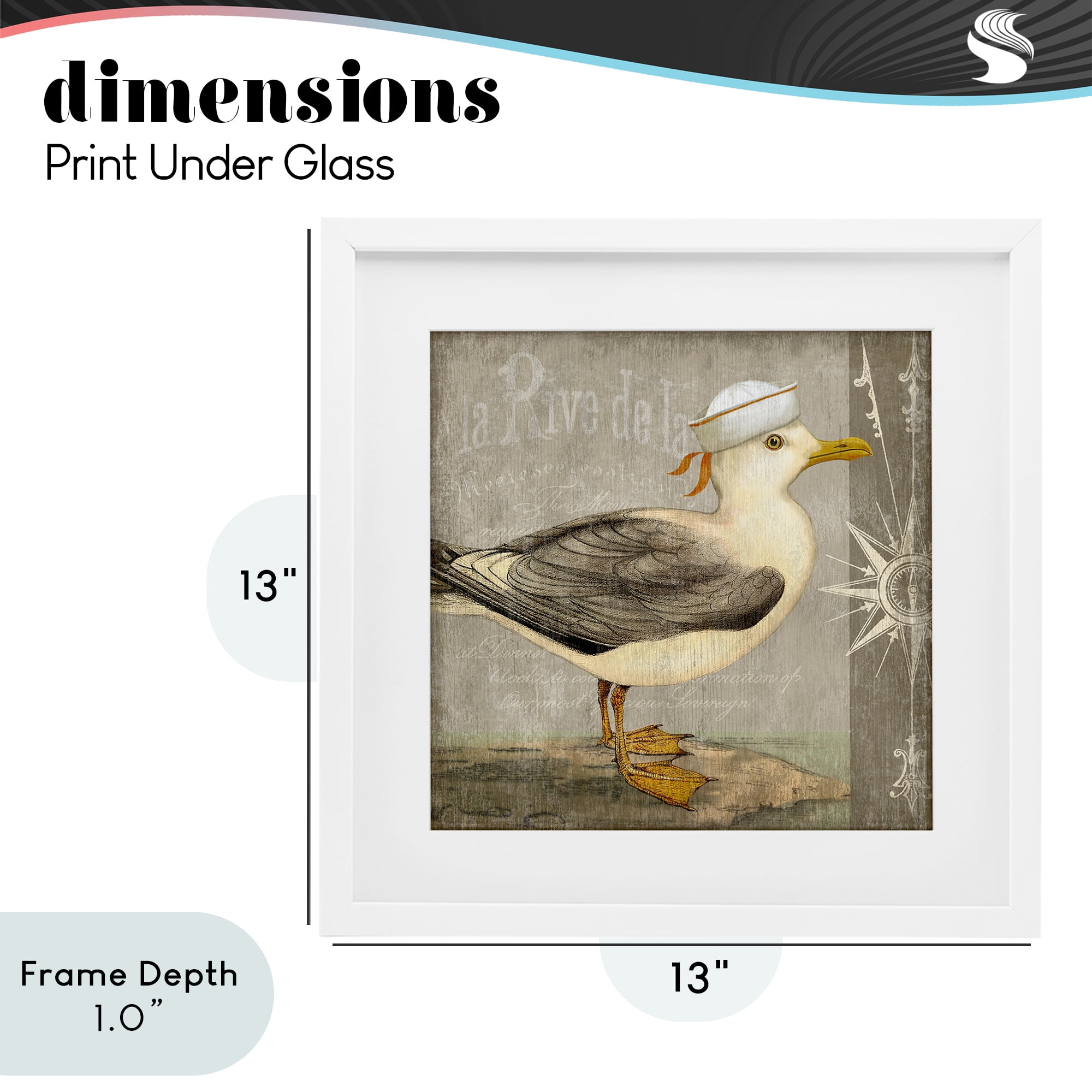 Stupell Industries Rustic Little Seagull White Framed Print Under Glass, design by Suzanne Nicoll