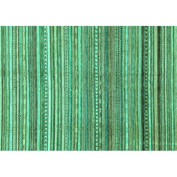 Ahgly Company Machine Washable Indoor Rectangle Abstract Turquoise Blue Modern Area Rugs, 8' x 12'