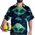 thumbnail image 4 of Alien Men's Poplin Shirt, Casual Short Sleeve Printed Button Down Summer Beach Unisex Shirts, 4 of 6