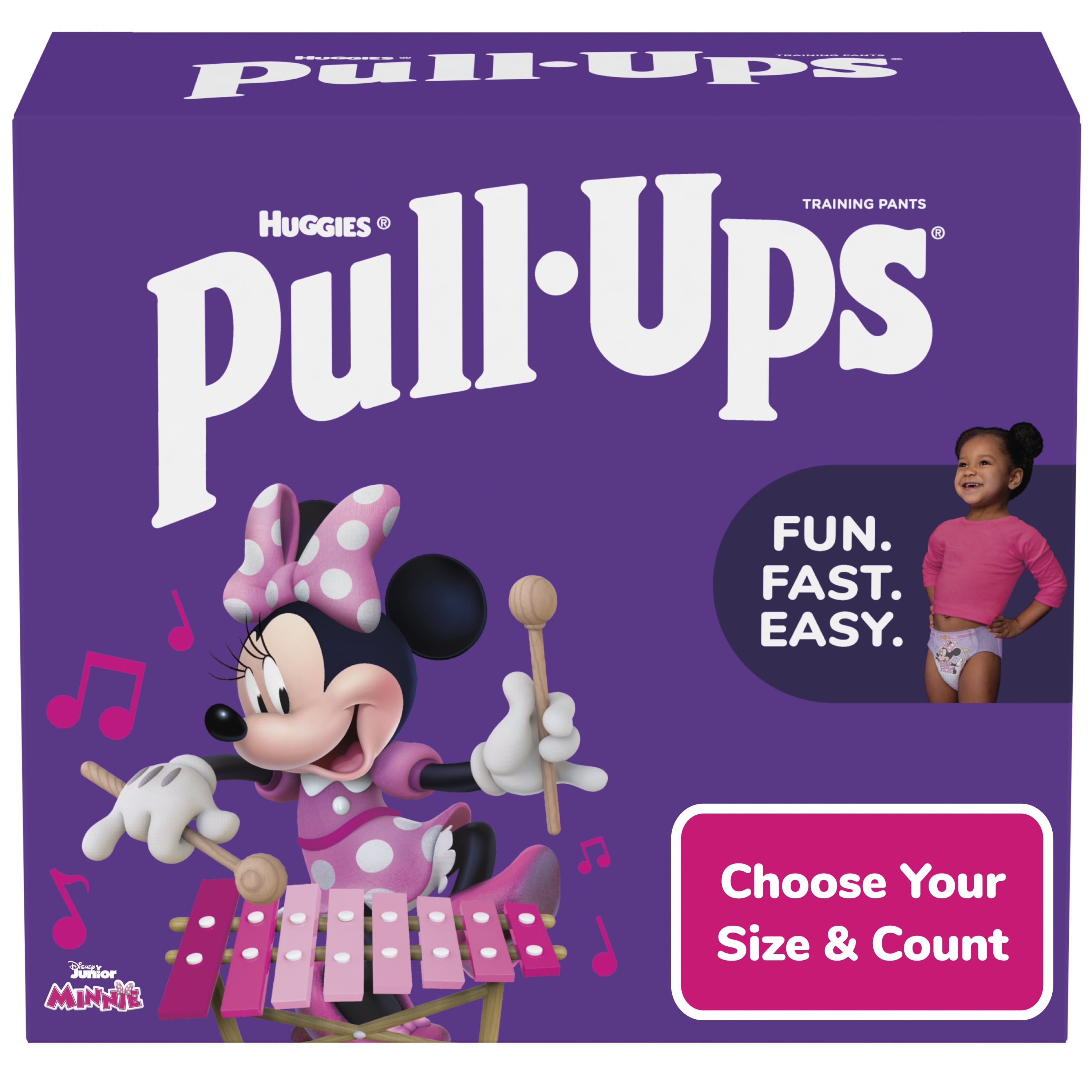 Pull-Ups Girls' Potty Training Pants, 3T-4T (32-40 lbs), 70 Count (Choose Your Size & Count)