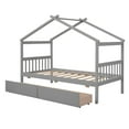 thumbnail image 2 of Bellemave House Bed with Drawers Twin Size Platform Bed with Storage Playhouse Design Wooden House Bed Frame With Headboard and Footboard for Teens, Gray, 2 of 10