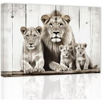 ZHONGYUTONG Lion Family Wall Art Lion and Lioness Pictures Wall Decor Wildlife Poster Rustic Animals Canvas Painting for Home Bedroom Office Frame (20.00" x 30.00")