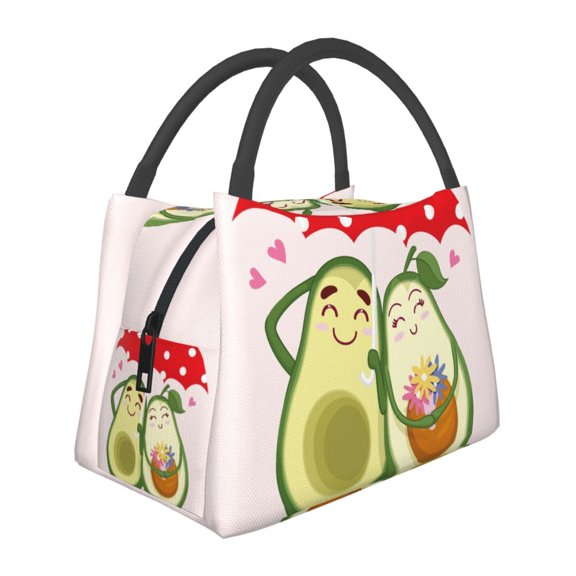 Vsdgher Avocado Lovers Wearing Umbrella Print Insulated Reusable Bags with Sturdy Zipper and Handles, Foldable Totes for Hot or Cold Food Bring or Delivery