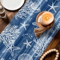 thumbnail image 2 of Navy Blue Coastal Cotton Linen Table Runner for Dining Kitchen, Summer Beach Nautical Starfish Coral Vintage Wedding Outdoor Party Tablerunners, Dresser Scarf Coffee Tablecloth Runners 13x70 Inches, 2 of 9