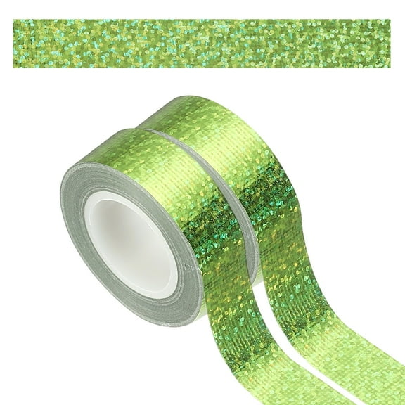 Uxcell 2 Roll Prism Tape, 15mm Self-Adhesive Holographic Reflective Decorative Tape for Crafts DIY Gift Packaging Art Scrapbook Wrapping Wall Decor, Green