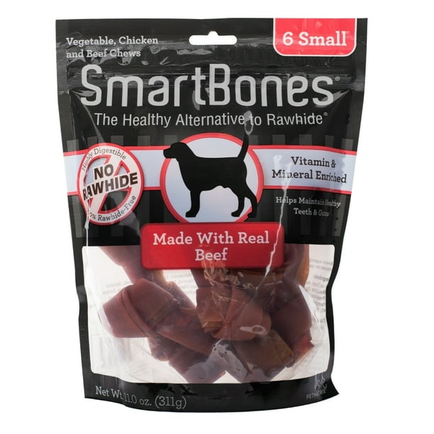 SmartBones Small Beef Bones for Dogs, RawhideFree 6 Pk