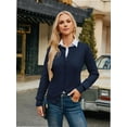 thumbnail image 6 of Women's Crew Neck Button Down Long Sleeve Cardigan Sweater, 6 of 7