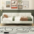 thumbnail image 3 of Euroco Upholstered Twin Size Sofa Bed, Tufted Daybed with Armrest for Living Room, Beige, 3 of 10