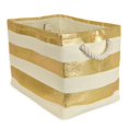 thumbnail image 1 of Design Imports CAMZ34920 Bac de Rangement Rectangulaire en Papier à Rayures 17 x 12 x 12 Po, Or - Grand, 1 of 9