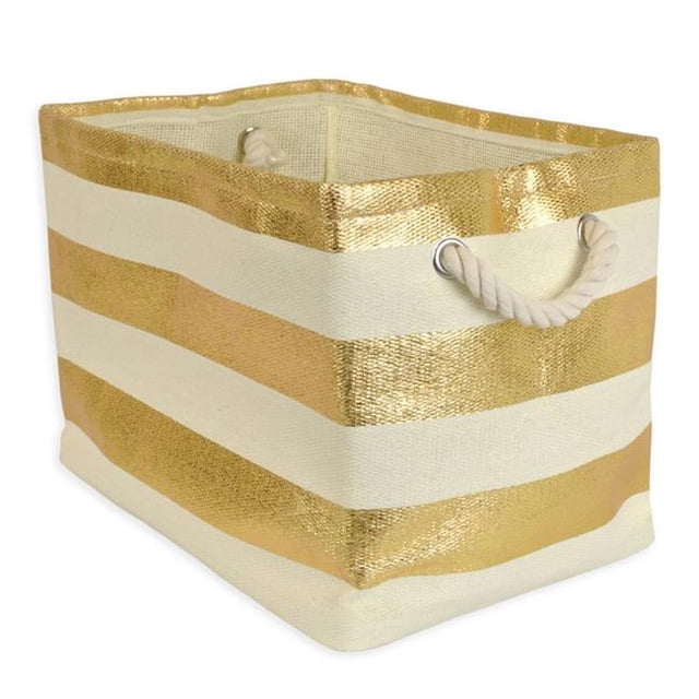 Design Imports CAMZ34920 Bac de Rangement Rectangulaire en Papier à Rayures 17 x 12 x 12 Po, Or - Grand