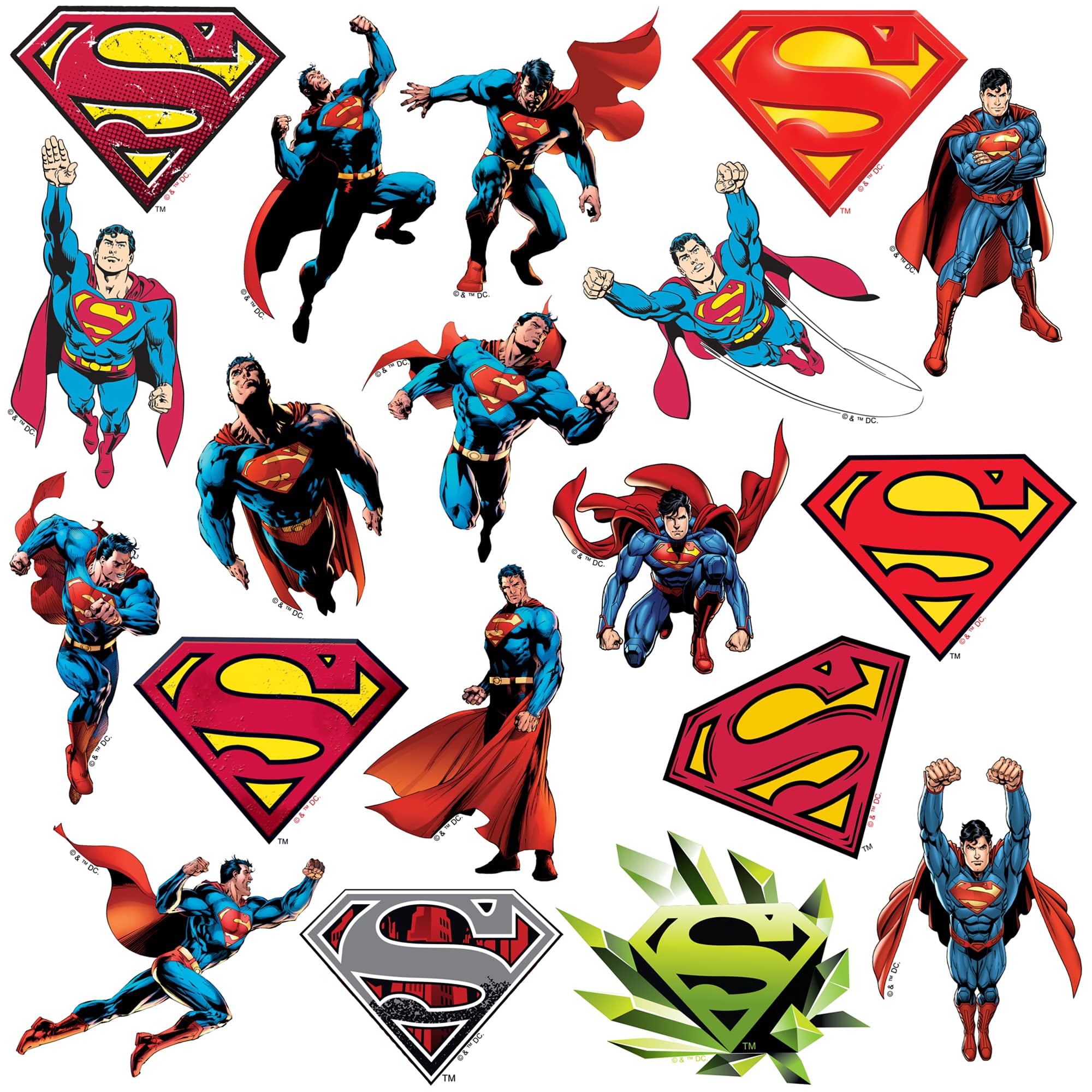 Superman Character Poses 100ct Die Cut Vinyl Stickers Variety Pack  DC Super Hero Action Decals for Laptop, Water Bottle, Scrapbooking, Tablet, Indoor & Outdoor Use