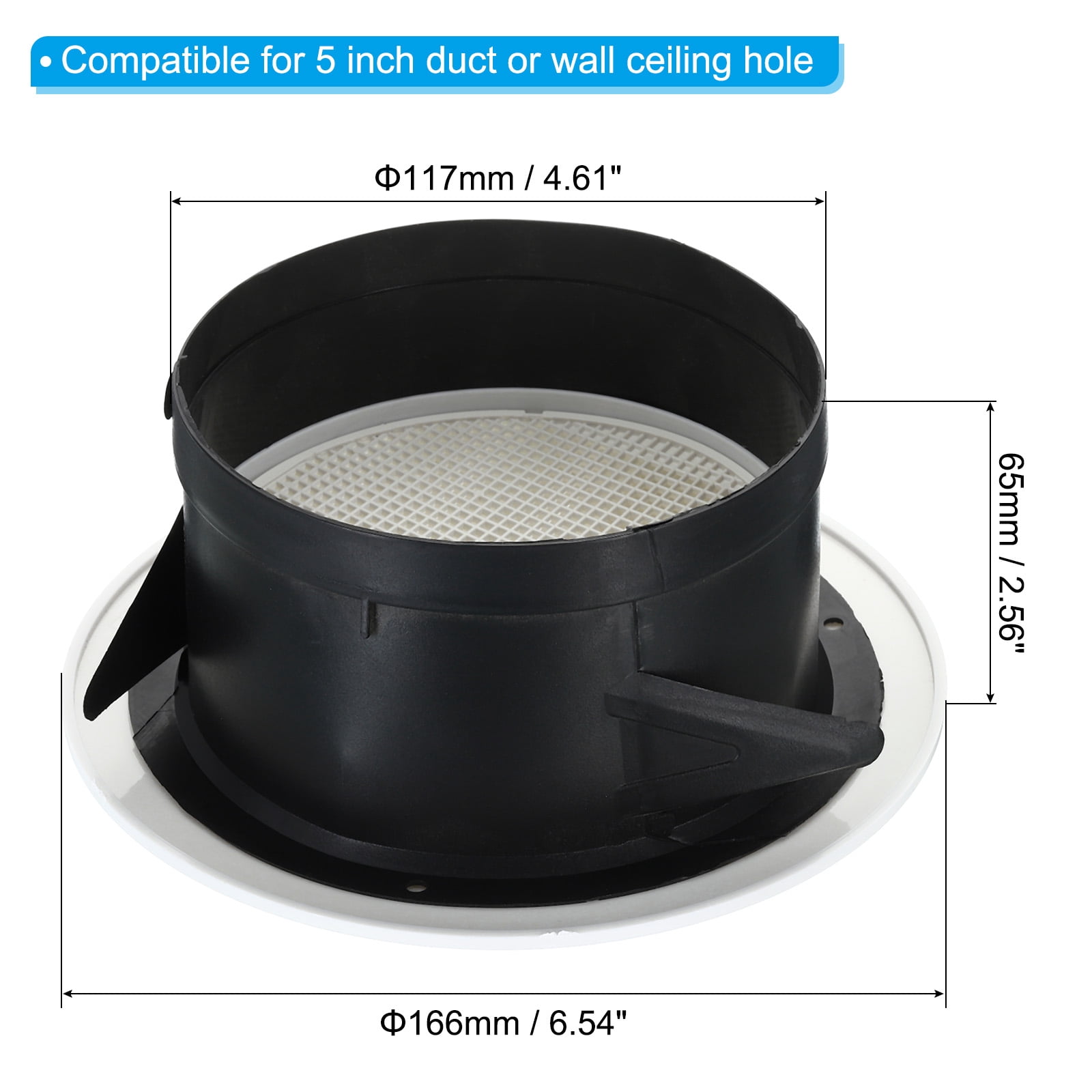 Uxcell 5 Inch Round Air Vent, Ceiling Diffuser Grill Cover ABS Louver Soffit Vent with Screen White