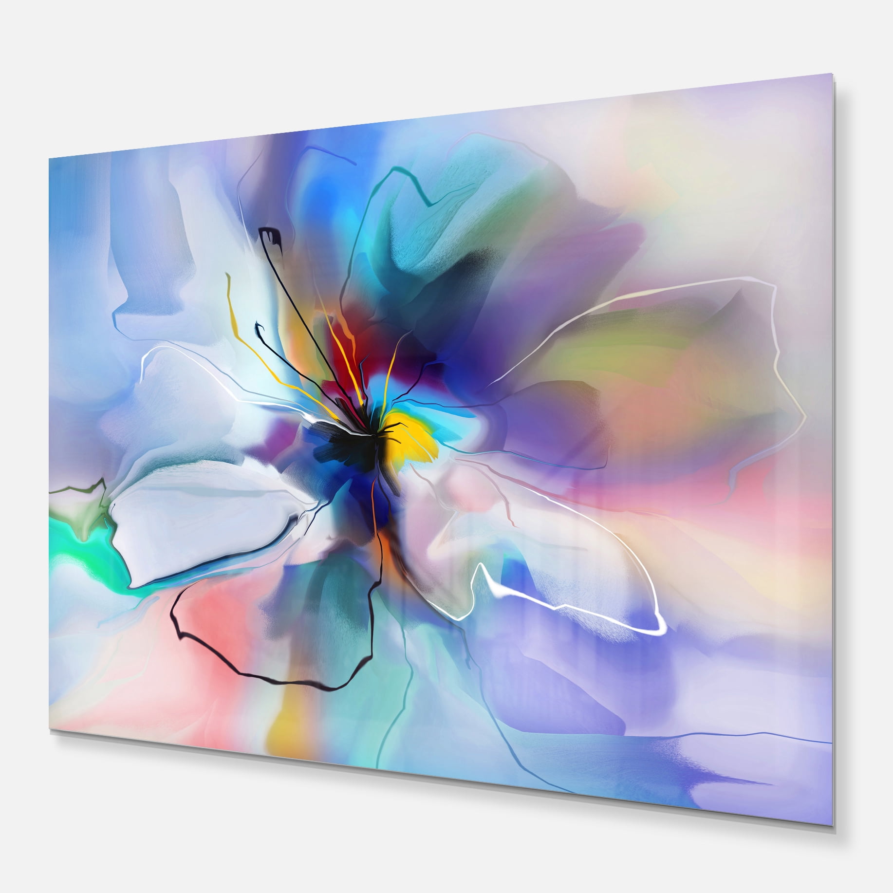 Designart 'Abstract Creative Blue Flower' Metal Wall Art
