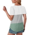 thumbnail image 3 of MaFYtyTPR Top Shirt Women's Color Blocked Round Neck Sleeve Short Sleeved T-shirt Green L, 3 of 4