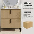 thumbnail image 6 of Christopher Knight Home 30" Natural Bathroom Vanity with Ceramic Sink, Soft Close Drawers, Black Metal Legs, 6 of 10