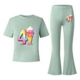 thumbnail image 5 of Girls Summer 2 Piece Outfits Floral Cute Short Sleeve and Casual Pants Kids Clothing Set Light Green Size 7-8 Years, 5 of 5