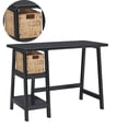 thumbnail image 4 of Distressed Wooden Desk with Two Display Shelves and Trestle Base, Small, Black, 4 of 5