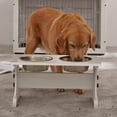 thumbnail image 6 of Modern Farmhouse Dog Bowls Stand, Elevated Dog Bowls with 2 Stainless Steel Wooden Bowls, 80 oz Bowl-White, 6 of 14