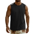 thumbnail image 5 of T Shirts for Men Plus Size Solid Color Crew Neck Casual Loose Tee Shirts Sleeveless Big and Tall Mens Summer Outdoor Sport Tops, 5 of 9