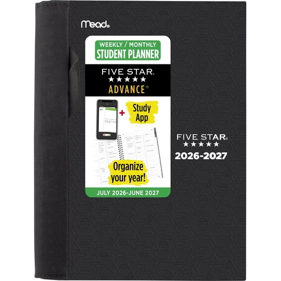 Five Star Advance Academic 2026-2027 Weekly Monthly Student Planner Plus Study