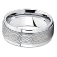 thumbnail image 2 of Tungsten Wedding Band 9mm Tungsten Ring Silver Tungsten Ring Celtic Design Ring, 2 of 3