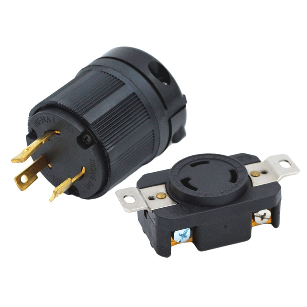 2 Pcs NEMA L5-30 3-Holes Male Plug & Female Receptacle 30A 125V L5-30P L5-30R
