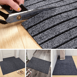 Tough Entry Mat Indoor Outdoor Entrance Mat and Hallway Runner Tough Entry  Collection Slip Skid Resistant PVC Backing Anti Bacterial Commercial Grade  (Grey, 3' x 5') 