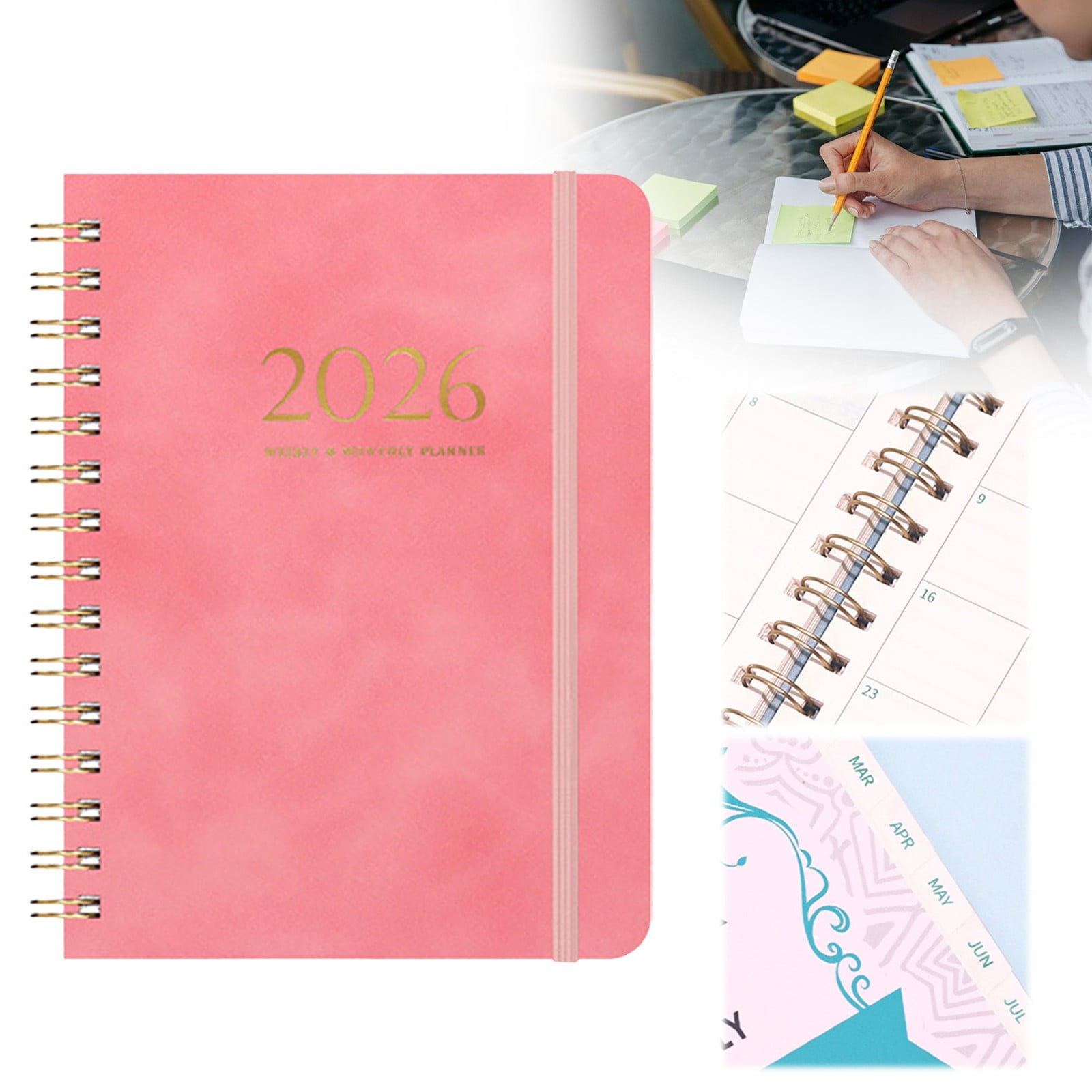 PPKVUFD Daily Planner 2026, Weekly and Monthly Planner, 6.1" x 8.5", for Women, Men, Hardcover