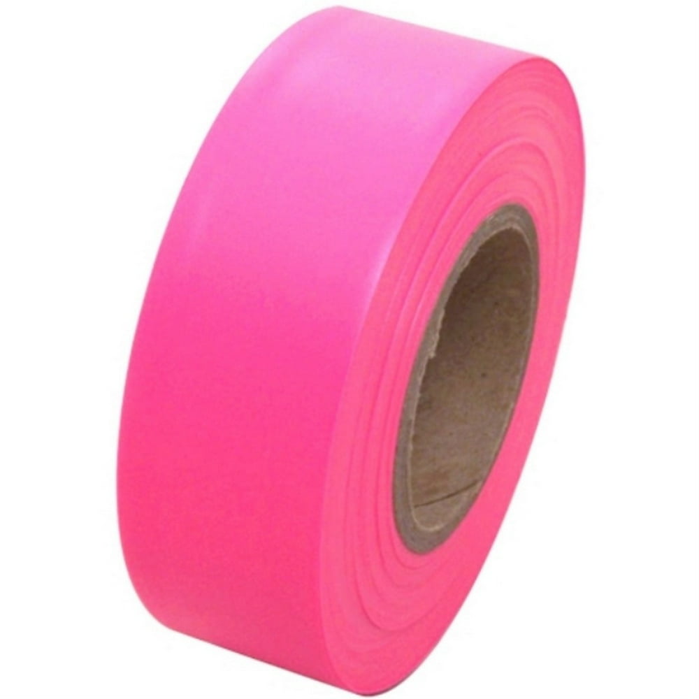 Fluorescent Pink Flagging Tape 1 3/16" x 150 ft Roll NonAdhesive