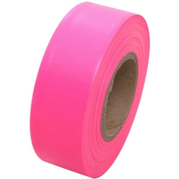 Flagging Tape 13/16" NonAdhesive Plastic Ribbon, Fluorescent Pink
