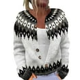 thumbnail image 2 of Hogleaql Fair Isle Cardigan for Women Knit Button Down Long Sleeve Sweater Round Neck Fashion Cardigan Lightweight Warm 2025 Winter Holiday Outwear Coat Black M, 2 of 4