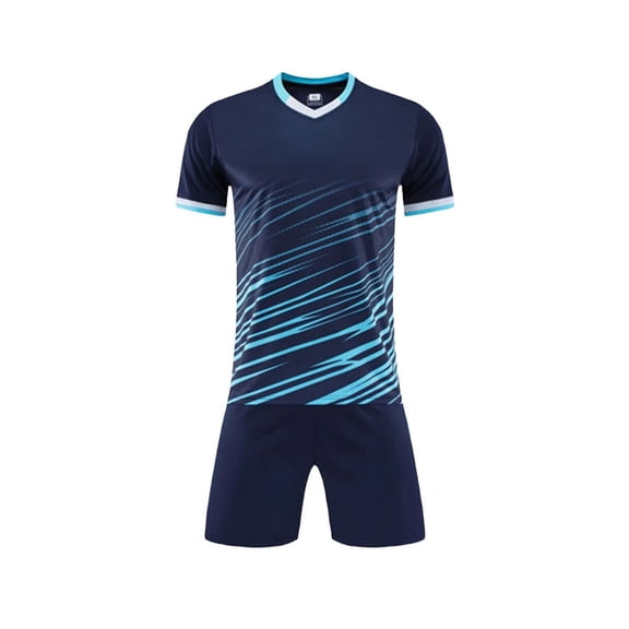 Odeerbi Kids Teen Boys Girls Mesh Quick Dry Soccer Uniform Set Striped T-Shirt Shorts Breathable Athletic Sportswear for 5-15 Years