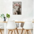 thumbnail image 3 of Highland Cow with Pink Floral Crown Canvas Wall Art, Whimsical Farmhouse Decor, Soft Pastel Animal Artwork for Bedroom, Ready to Hang, 3 of 5