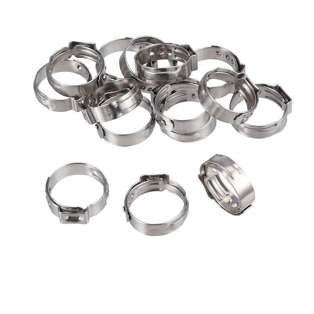 130Pcs Stainless Steel Hose Clamps 7-21mm Adjustable Single Ear Clamp Rings USA