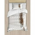 thumbnail image 3 of Rustic Duvet Cover Set, Row of Large and Bare Beech Trees in Snow Covered Winter Frozen Photography Art, Decorative 3 Piece Bedding Set with 2 Pillow Shams, King Size, White Brown, by Ambesonne, 3 of 3