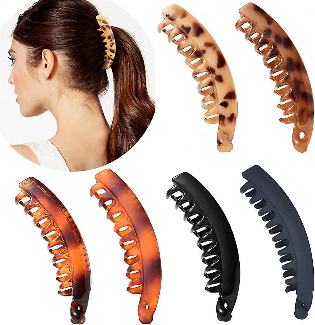 Wish 6 Pieces Acsergery Gift Large Banana Clips Hair Big Banana Hair Clips  For Thick S620 